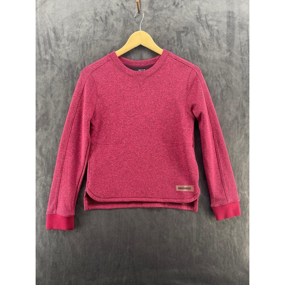 Under Armour ColdGear Girls Small Burgundy Crewneck Sweatshirt Loose Fit